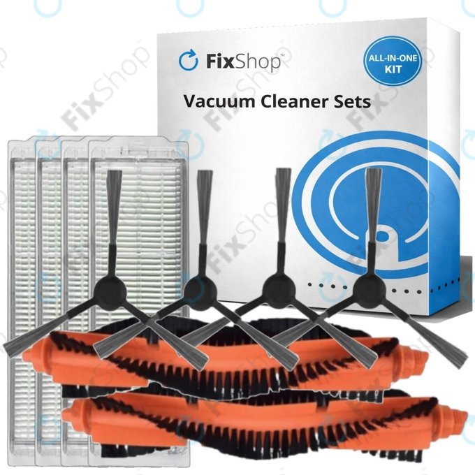 Replacement set for Xiaomi Viomi V2, V2 Pro, V3, SE, Mi Robot Vacuum Mop Pro (P), 2S (2x Main brush, 4x Filter, 4x Side brush)