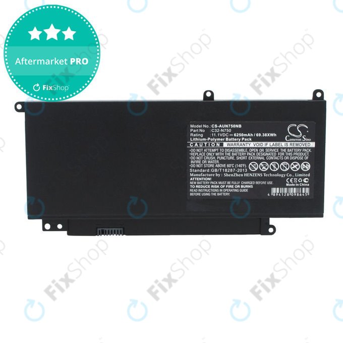 Battery for Asus N750, R750, 6250mAh, Li-Pol, 11.1V, C32-N750, HQ