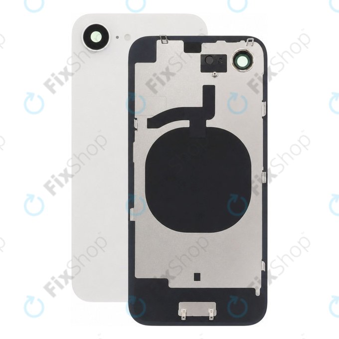 Apple iPhone 16e - Rear Housing Glass + Camera Lens + Metal Plate (White)