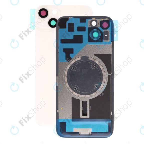 Apple iPhone 14 Plus - Rear Housing Glass + Camera Lens + Metal Plate + Magsafe Magnets (Starlight)