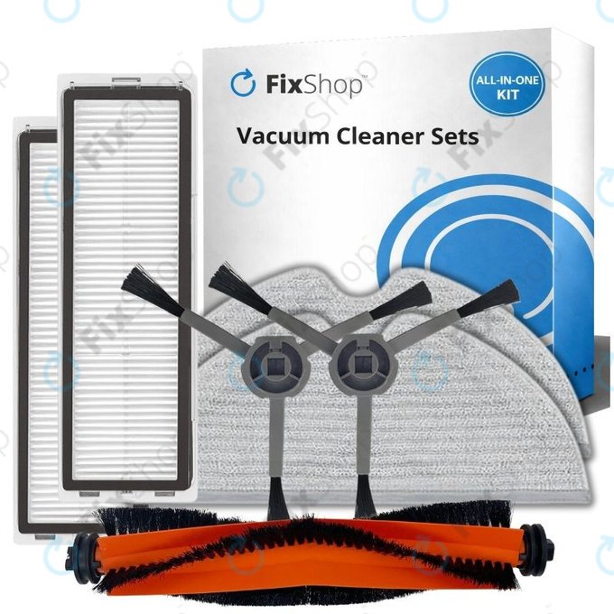 Replacement set for Xiaomi Dreame Bot L10 Pro, D9, D9 Pro, D9 Max, Trouver LDS (1x Main brush, 2x Filters, 2x Side brushes, 2x Mop cloths)
