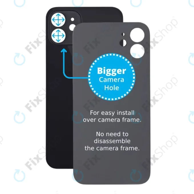 Apple iPhone 12 - Rear Housing Glass with Bigger Camera Hole (Black)