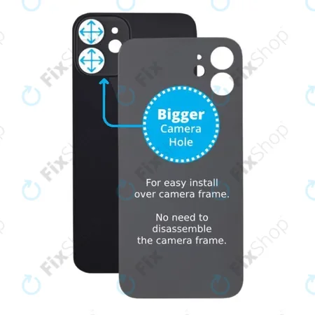 Apple iPhone 12 Mini - Rear Housing Glass with Bigger Camera Hole (Black)