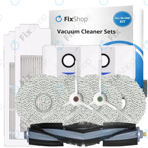 Replacement set for Ecovacs T20, T20 Max, T20 Pro (1x Main brush, 2x Filter, 2x Side brush - White, 4x Mop cloth, 2x Dust bag)