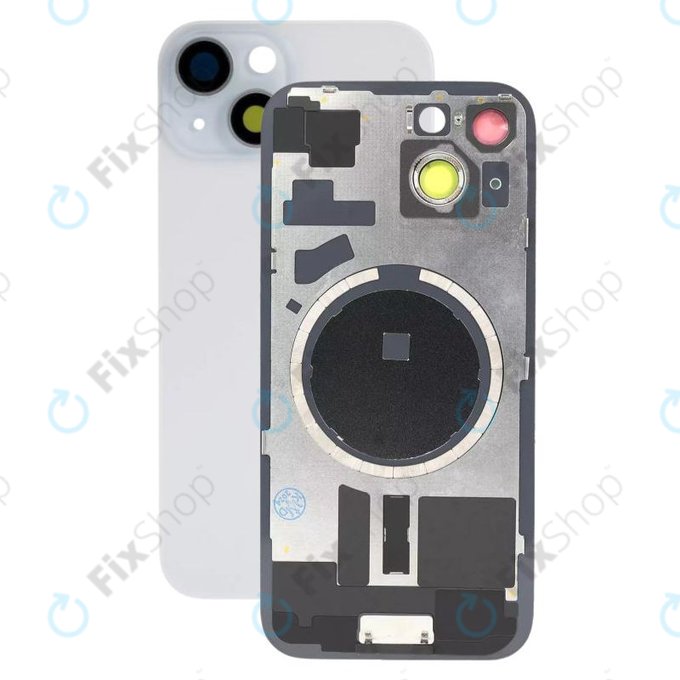 Apple iPhone 15 - Rear Housing Glass + Camera Lens + Metal Plate + Magsafe Magnets (Blue)