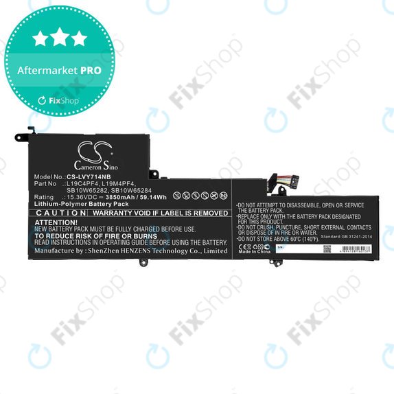 Battery for Lenovo Yoga Slim 7, 14s, 3850mAh, Li-Pol, 15.36V, L19C4PF4, HQ