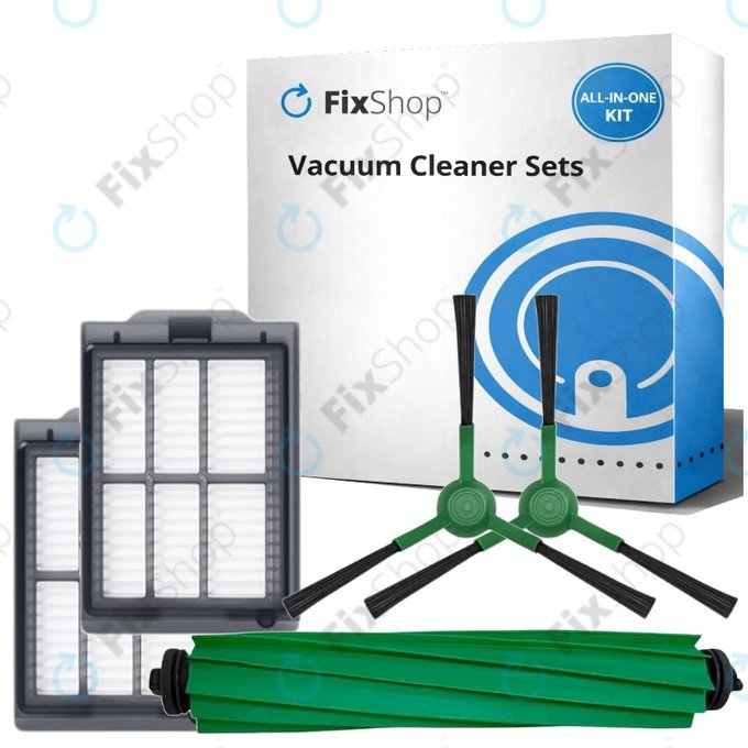 Replacement set for iRobot Roomba Plus 405 Combo, 505 Combo (1x Main brush, 2x Filter, 2x Side brush)