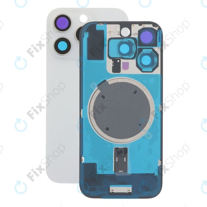 Apple iPhone 16 Pro - Rear Housing Glass + Camera Lens + Metal Plate + Magsafe Magnet (White Titanium)