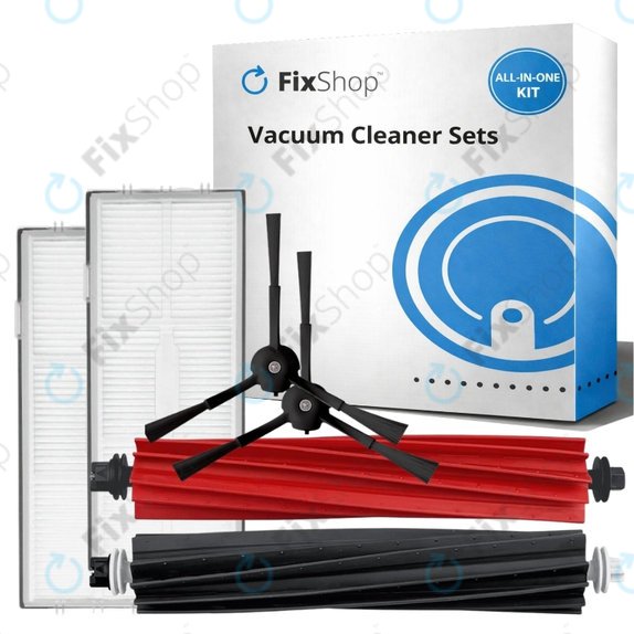 Replacement set for Xiaomi Roborock S8, S8+, S8 Pro Ultra, (1 pair of Main brushes, 2x Filter, 2x Side brush - Black)