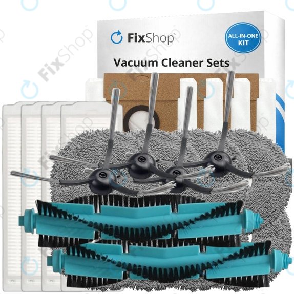 Replacement set for Eta Aquilo Pro, Cecotec Conga 11090 (2x Main brush, 4x Filter, 4x Side brush, 8x Mop cloth, 4x Dust bag)