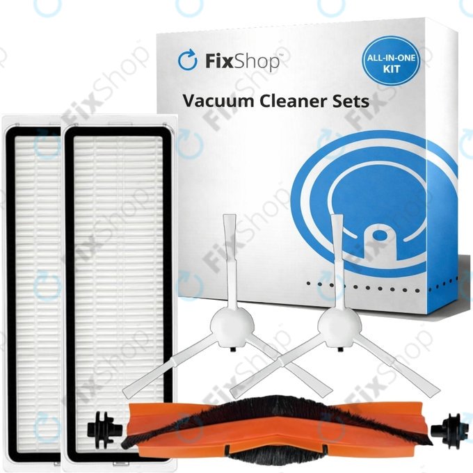Replacement set for Xiaomi Mi Robot Vacuum S20+, S10+, X20+, X10+ (1x Main brush, 2x Filter, 2x Side brush - White)