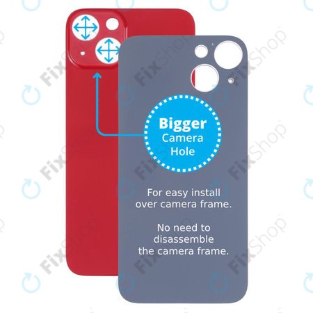 Apple iPhone 13 - Rear Housing Glass with Bigger Camera Hole (Red)