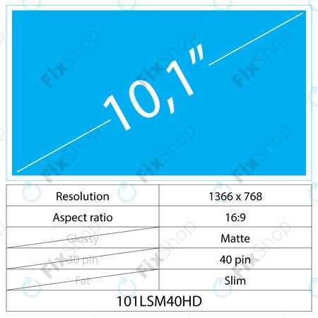 10.1 LCD Slim Matte 40 pin HD