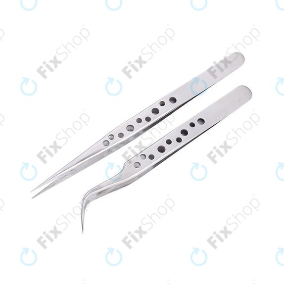 Stainless Steel Tweezer Set - Straight & Curved Tip