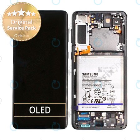 Samsung Galaxy S21 Plus G996B - LCD Display + Touch Screen + Frame + Battery (Phantom Black) - GH82-24555A, GH82-24744A, GH82-24505A Genuine Service Pack
