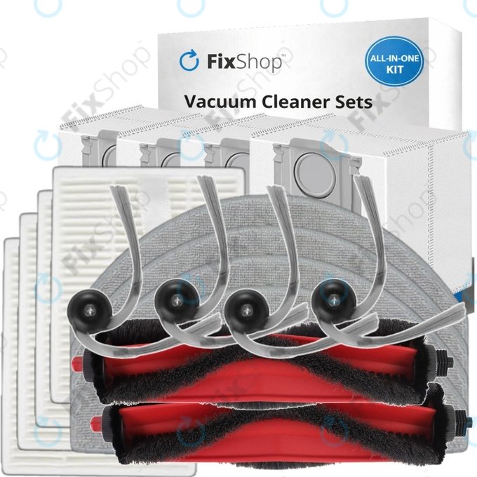 Replacement set for Xiaomi Roborock Q7 M5, Q7 M5+, Q7 L5, Q7 L5+ (2x Main brush, 4x Filter, 4x Side brush, 4x Mop cloth, 4x Dust bag)