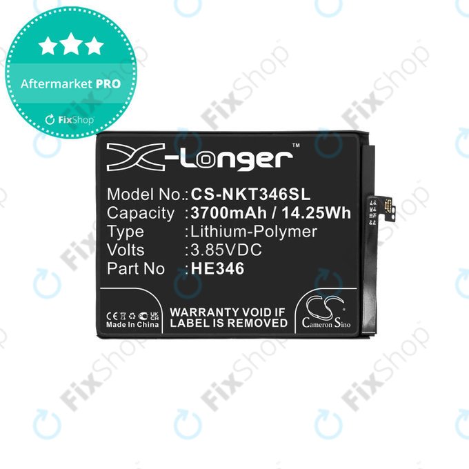 Battery for Nokia 7 Plus, 3700mAh, Li-Pol, 3.85 V, HE346, HQ