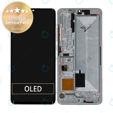 Xiaomi Mi Note 10 Lite - LCD Display + Touch Screen + Frame (Glacier White) - 5600030F4L00 Genuine Service Pack