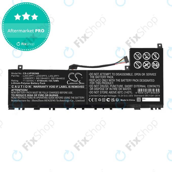 Battery for Lenovo IdeaPad 5 Pro 14ITL6, 4750mAh, Li-Pol, 11.52V, L20C3PF1, HQ