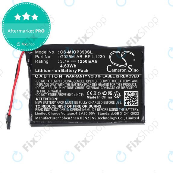 Battery for Mitac Mio P350, P550, 1250mAh, Li-Ion, 3.7V, BL-LP1230, HQ
