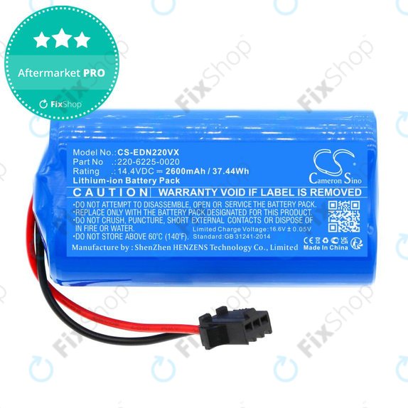 Battery for Lenovo, Neebo, Prixton, Ecovacs, Ultenic, 2600mAh, Li-Ion, 14.4V, 220-6225-0020, HQ