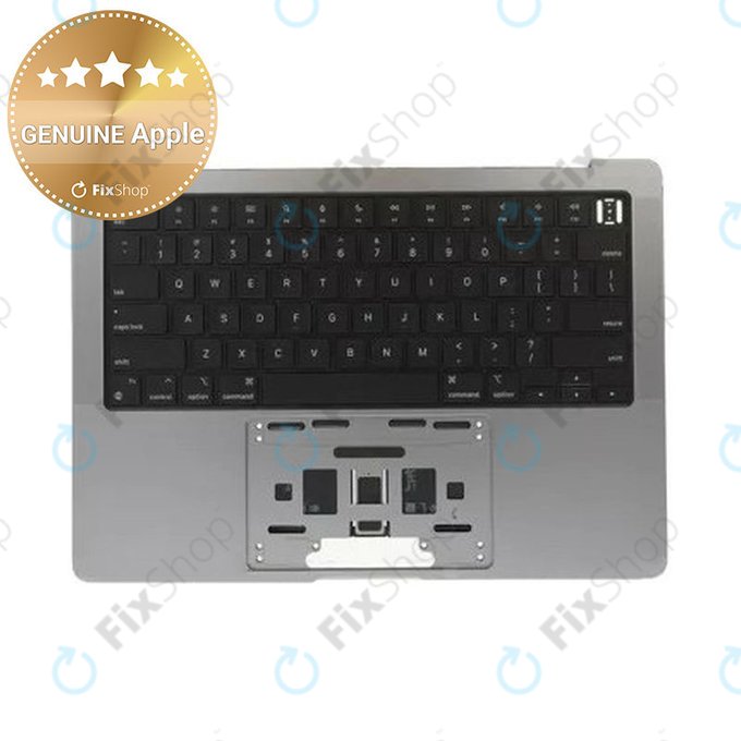 Top case keyboard frame for MacBook Pro 14", A2442 (2021), A2779 (2023), with US keyboard and battery, Space Gray, 661-32210, Genuine Apple