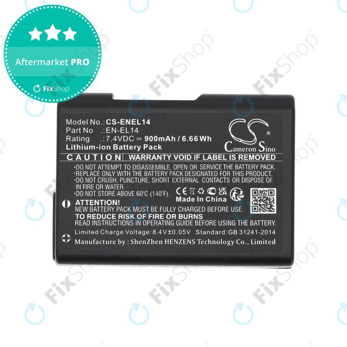 Battery for Nikon D3100 DSLR, 900mAh, Li-Ion, 7.4V, EN-EL14, HQ