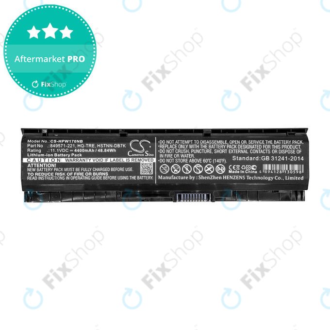 Battery for HP 17, Omen 17, Pavilion 17, 4400mAh, Li-Ion, 11.1V, 849571-221, HQ