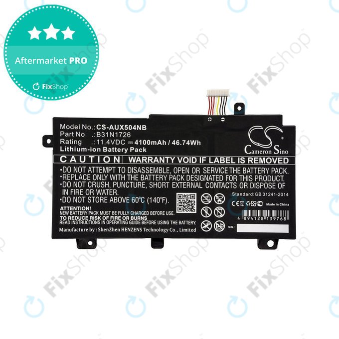 Battery for Asus TUF 504, 505, 554, 656, FX504, Tuf Gaming A15, 4100mAh, Li-Ion, 11.4V, B31N1726, HQ