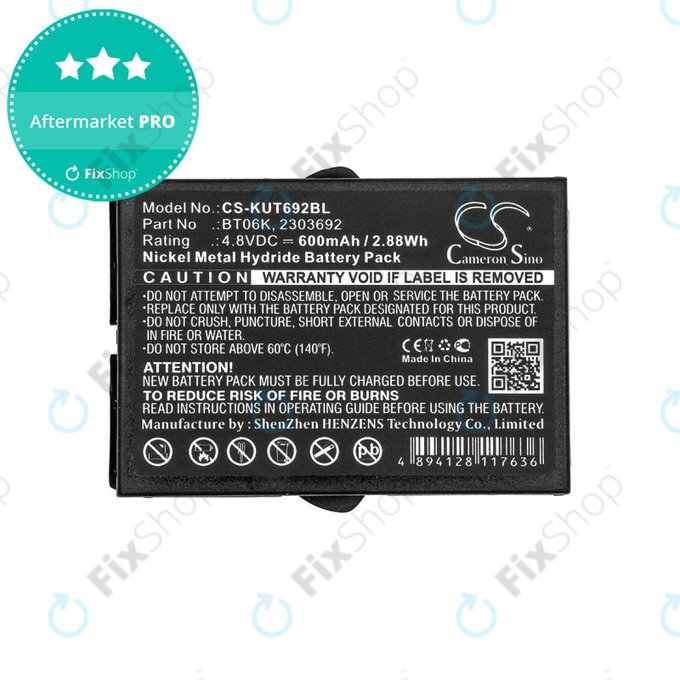 Battery for Ikusi T70, TM70, 600mAh, Ni-MH, 4.8V, BT06K, HQ