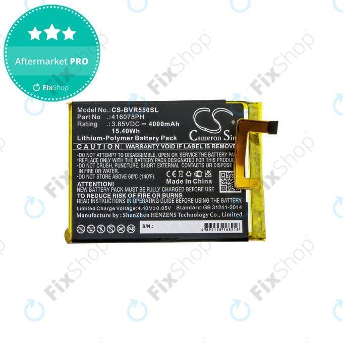 Battery for Blackview BV5500, 4000mAh, Li-Pol, 3.85V, 416078PH, HQ