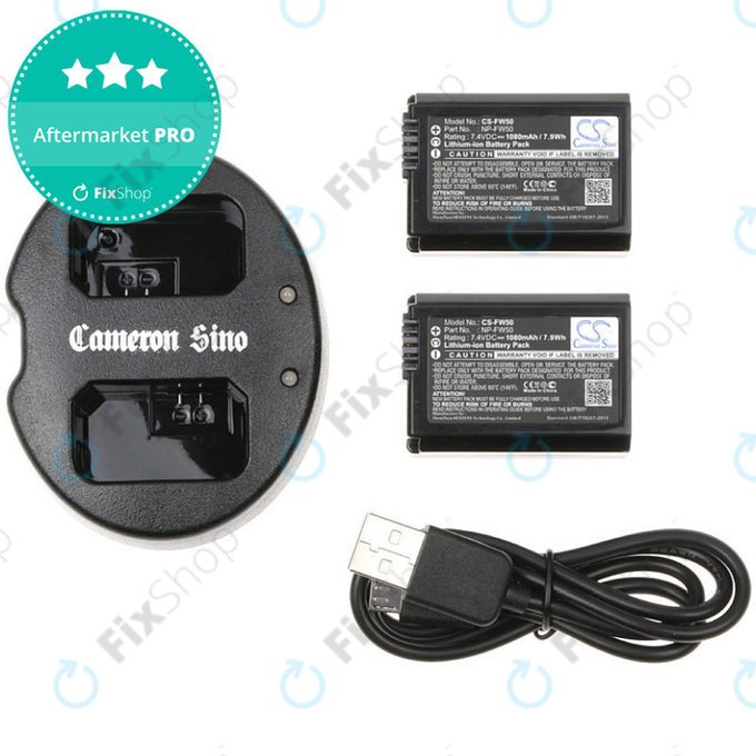 Battery 2pcs with charger for Sony NEX-5, Alpha 7, NEX-7, 1030mAh, Li-Ion, 7.4V, NP-FW50, HQ