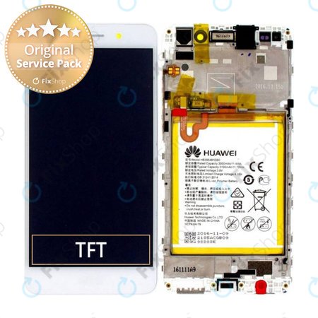 Huawei Y6 II CAM-L21 - LCD Display + Touch Screen + Frame + Battery (White) - 02350VRS Genuine Service Pack