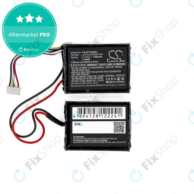 Battery for Beats Pill 2.0, 750mAh, Li-Ion, 7.4V, J272/ICP092941SH, HQ