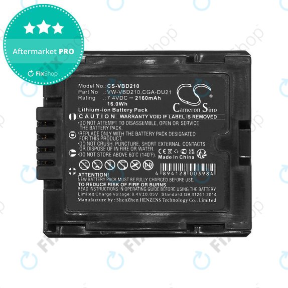 Battery for Panasonic NV, PV, VDR, Hitachi DZ, 2160mAh, Li-Ion, 7.4V, BZ-BP14S, HQ