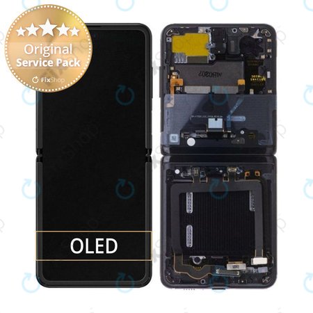 Samsung Galaxy Z Flip F700N - LCD Display + Touch Screen + Frame (Mirror Black) - GH82-22215A Genuine Service Pack