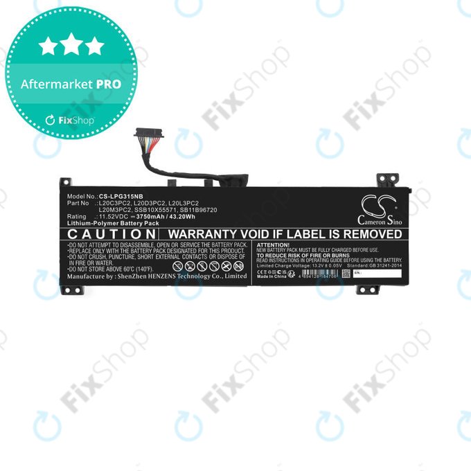 Battery for Lenovo IdeaPad Gaming 3, 3750mAh, Li-Pol, 11.52V, L20C3PC2, HQ