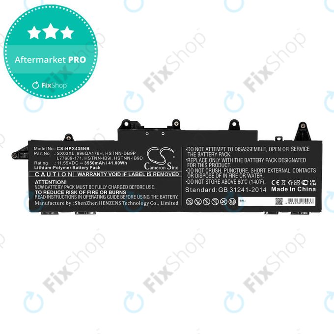 Battery for HP ProBook x360 435 G7, 3550mAh, Li-Pol, 11.55V, SX03XL, HQ