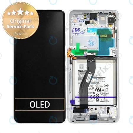 Samsung Galaxy S21 Ultra G998B - LCD Display + Touch Screen + Frame + Battery (Phantom Silver) - GH82-24591B, GH82-24925B Genuine Service Pack