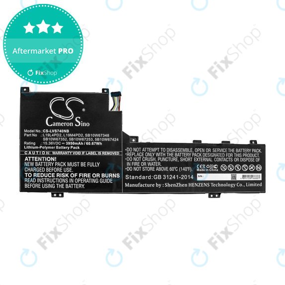 Battery for Lenovo Yoga S740 14, IdeaPad S740-14IIL, 3950mAh, Li-Pol, 15.36V, L19L4PD2, HQ