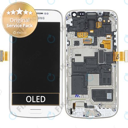 Samsung Galaxy S4 Mini i9195 - LCD Display + Touch Screen + Frame (White Frost) - GH97-14766B Genuine Service Pack