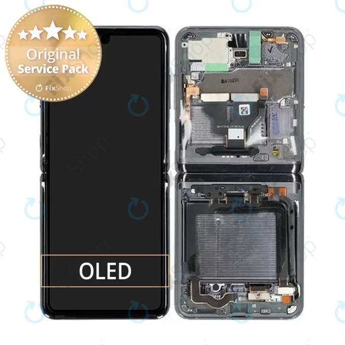Samsung Galaxy Z Flip 5G F707B - LCD Display + Touch Screen + Frame (Mystic Gray) - GH82-27359A Genuine Service Pack