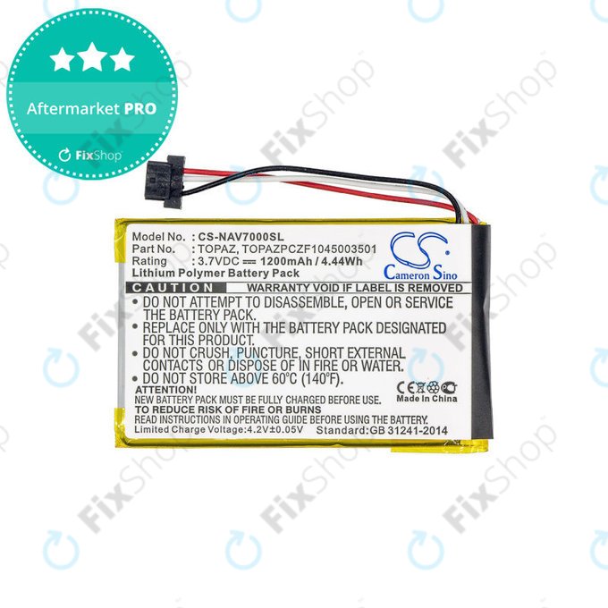 Battery for Navigon 70, 1200mAh, Li-Pol, 3.7V, Topaz, HQ