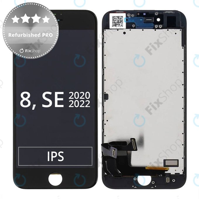 Apple iPhone 8, SE (2020), SE (2022) - LCD Display + Touch Screen + Frame (Black) Refurbished PRO