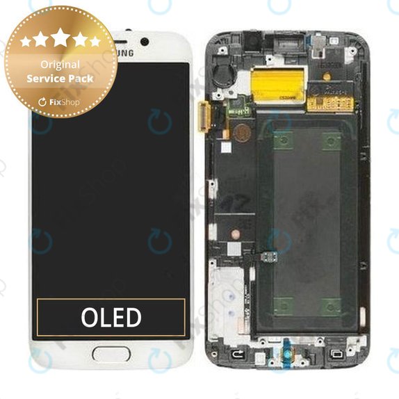Samsung Galaxy S6 Edge G925F - LCD Display + Touch Screen + Frame (White Pearl) - GH97-17162B, GH97-17317B, GH97-17334B Genuine Service Pack