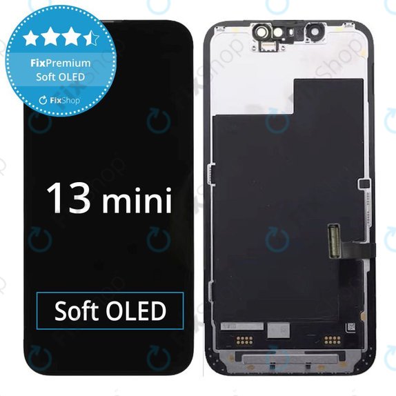 Display Soft OLED for iPhone 13 Mini, Touch Screen with Frame, FixPremium