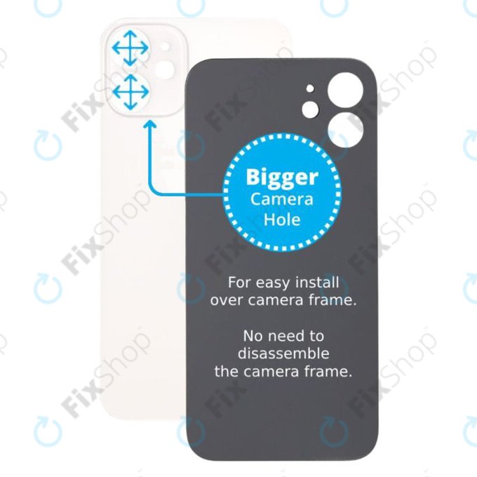Apple iPhone 12 Mini - Rear Housing Glass with Bigger Camera Hole (White)